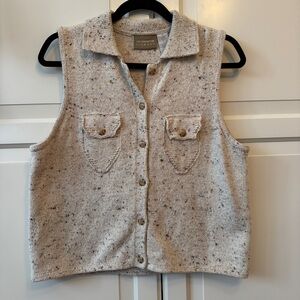 Vintage Y2K Liz Claiborne Ivory Speckled Knit Sweater vest - size M